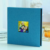 Darrahopens Home & Garden > Decor > Picture Frames Sky blue Linen Self-Adhesive Photo Album DIY Scrapbook with Cover Window 11x10.6 Inch for Family Wedding Travel Memories Preservation Australian Home