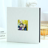 Darrahopens Home & Garden > Decor > Picture Frames White Linen Self-Adhesive Photo Album DIY Scrapbook with Cover Window 11x10.6 Inch for Family Wedding Travel Memories Preservation Australian Home