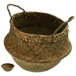 Darrahopens Home & Garden > Decor Round Belly Seagrass Storage Basket Straw Rattan Home Flower Pot Planter Wicker