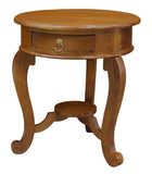 Darrahopens Home & Garden > Decor Round Cabriole Leg 1 Drawer Lamp Table (Light Pecan)