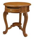 Darrahopens Home & Garden > Decor Round Cabriole Leg 1 Drawer Lamp Table (Light Pecan)