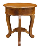 Darrahopens Home & Garden > Decor Round Cabriole Leg 1 Drawer Lamp Table (Light Pecan)