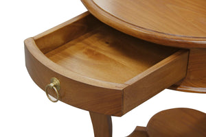 Darrahopens Home & Garden > Decor Round Cabriole Leg 1 Drawer Lamp Table (Light Pecan)