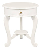 Darrahopens Home & Garden > Decor Round Cabriole Leg 1 Drawer Lamp Table (White)