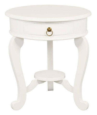 Darrahopens Home & Garden > Decor Round Cabriole Leg 1 Drawer Lamp Table (White)