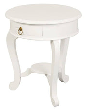 Darrahopens Home & Garden > Decor Round Cabriole Leg 1 Drawer Lamp Table (White)