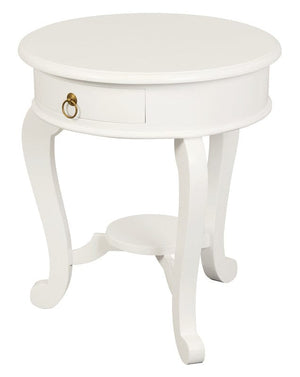 Darrahopens Home & Garden > Decor Round Cabriole Leg 1 Drawer Lamp Table (White)