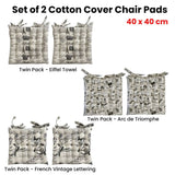 Darrahopens Home & Garden > Decor Set of 2 Cotton Cover Chair Pads 40 x 40 cm French Vintage Lettering