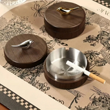 Darrahopens Home & Garden > Decor > Vases & Table Decor 1 Light-Luxury Fashion Desktop Ashtray | Creative High-End Living Room Home Decor, Personalized Car Ashtray with Lid, Retro Aesthetic, the Perfect Gift for Homeowners.Blackbird silver liner