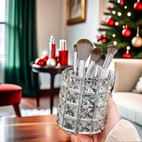 Darrahopens Home & Garden > Decor > Vases & Table Decor 1 piece crystal pen holder, round creative desktop makeup brush storage box, polished cast iron metal art decorative display piece, lightweight and desktop style.golden