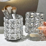 Darrahopens Home & Garden > Decor > Vases & Table Decor 1 piece crystal pen holder, round creative desktop makeup brush storage box, polished cast iron metal art decorative display piece, lightweight and desktop style.golden