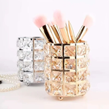 Darrahopens Home & Garden > Decor > Vases & Table Decor 1 piece crystal pen holder, round creative desktop makeup brush storage box, polished cast iron metal art decorative display piece, lightweight and desktop style.silver