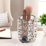 Darrahopens Home & Garden > Decor > Vases & Table Decor 1 piece crystal pen holder, round creative desktop makeup brush storage box, polished cast iron metal art decorative display piece, lightweight and desktop style.silver