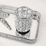 Darrahopens Home & Garden > Decor > Vases & Table Decor 1 piece crystal pen holder, round creative desktop makeup brush storage box, polished cast iron metal art decorative display piece, lightweight and desktop style.silver