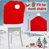 Darrahopens Home & Garden > Decor > Vases & Table Decor 16-piece Christmas chair set-holiday red Christmas hat pattern, suitable for holiday dinners and party decorations, including 8 chair sets and 8 tableware sets, reusable, durable fabric, suitable for Christmas, New Year, Valentine's Day and party activiti
