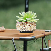 Darrahopens Home & Garden > Decor > Vases & Table Decor 3.94 Inch Round Ceramic Succulent Planter Pot with Drainage Hole and Attached Saucer, Glazed Shallow Cute Indoor Pot for Cactus, Small Flower Pots, Home Garden Decor (Plants Not Included) In Australia - Darrahopens