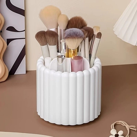 Darrahopens Home & Garden > Decor > Vases & Table Decor 360-degree rotating makeup brush organizer, polished plastic material, no assembly required, no odor - makeup display case.white
