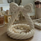 Darrahopens Home & Garden > Decor > Vases & Table Decor 3D Printed Charming Bow Jewelry Tray - Twisted Hemp Rope Storage Tray, 
pink