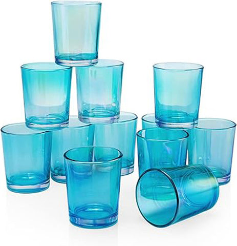 Darrahopens Home & Garden > Decor > Vases & Table Decor 40 Pack Turquoise Glass Votive Tealight Candle Holders House Party Cenrepiece Xmas Wedding Decor Glass Candlestick Party Decorations Bridal Baby Shower Event