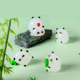 Darrahopens Home & Garden > Decor > Vases & Table Decor 5-PCS Transparent bamboo Cute Glow in the Dark Panda Figurines Resin Miniature Ornaments for DIY Fairy Gardens and Micro Landscapes