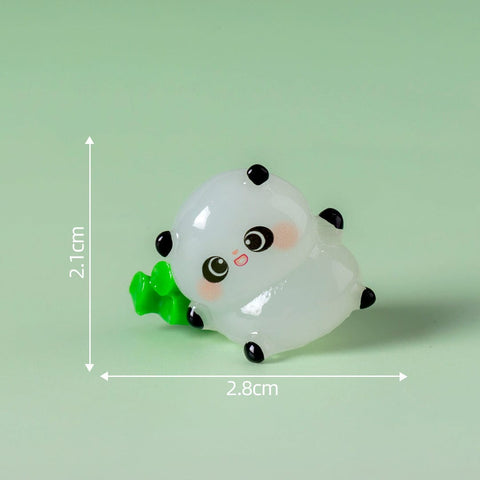 Darrahopens Home & Garden > Decor > Vases & Table Decor 5-PCS Transparent lying bamboo Cute Glow in the Dark Panda Figurines Resin Miniature Ornaments for DIY Fairy Gardens and Micro Landscapes