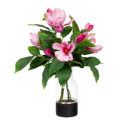 Darrahopens Home & Garden > Decor > Vases & Table Decor 60cm Faux Pink Magnolia Liliflora in Glass Vase Artificial Plant Flower Tree Fake In Australia - Darrahopens