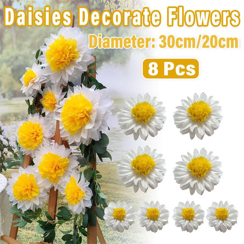 Darrahopens Home & Garden > Decor > Vases & Table Decor 8PCS Sunflower Daisy Paper Flowers 20cm/30cm Wall Hanging Party Room Decoration