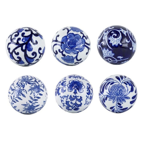 Darrahopens Home & Garden > Decor > Vases & Table Decor Aline Blue & White Decorator Set of 6 Balls 10cm