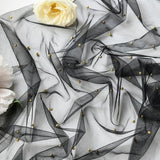 Darrahopens Home & Garden > Decor > Vases & Table Decor Black Table Veil with White Pearls - Silky Gauze 30x120 Inches - For Weddings, Parties & Table Decorations