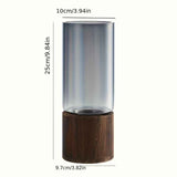 Darrahopens Home & Garden > Decor > Vases & Table Decor Black wood base vase, cylindrical glass vase, home decor vase, flower vase, high quality vase, Australian home decor, modern vase, natural wood vase