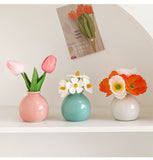 Darrahopens Home & Garden > Decor > Vases & Table Decor Ceramic Vase with Artificial Flowers Set – Mini Decorative Pot for Home Living Room or Desk Display(White vase with yellow daisies)