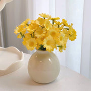 Darrahopens Home & Garden > Decor > Vases & Table Decor Ceramic Vase with Artificial Flowers Set – Mini Decorative Pot for Home Living Room or Desk Display(White vase with yellow daisies)