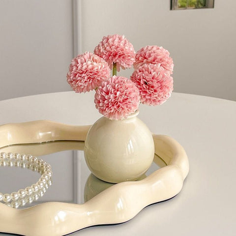 Darrahopens Home & Garden > Decor > Vases & Table Decor Ceramic Vase with Hydrangea Artificial Flowers Set – Mini Decorative Pot for Home Living Room or Desk Display