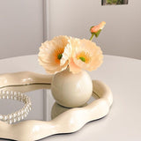 Darrahopens Home & Garden > Decor > Vases & Table Decor Ceramic Vase with Poppy Artificial Flowers Set – Mini Decorative Pot for Home Living Room or Desk Display