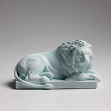 Darrahopens Home & Garden > Decor > Vases & Table Decor Classic Reclining Lion Sculpture Minimalist Green Plaster Desk Ornament for Living Room, Study, or Office Decoration