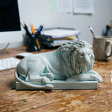 Darrahopens Home & Garden > Decor > Vases & Table Decor Classic Reclining Lion Sculpture Minimalist Green Plaster Desk Ornament for Living Room, Study, or Office Decoration