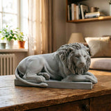 Darrahopens Home & Garden > Decor > Vases & Table Decor Classic Reclining Lion Sculpture Minimalist Grey Plaster Desk Ornament for Living Room, Study, or Office Decoration
