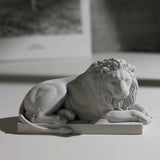 Darrahopens Home & Garden > Decor > Vases & Table Decor Classic Reclining Lion Sculpture Minimalist Grey Plaster Desk Ornament for Living Room, Study, or Office Decoration