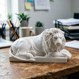 Darrahopens Home & Garden > Decor > Vases & Table Decor Classic Reclining Lion Sculpture Minimalist White Plaster Desk Ornament for Living Room, Study, or Office Decoration