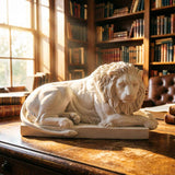 Darrahopens Home & Garden > Decor > Vases & Table Decor Classic Reclining Lion Sculpture Minimalist White Plaster Desk Ornament for Living Room, Study, or Office Decoration
