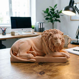 Darrahopens Home & Garden > Decor > Vases & Table Decor Classic Reclining Lion Sculpture Minimalist Yellow Plaster Desk Ornament for Living Room, Study, or Office Decoration