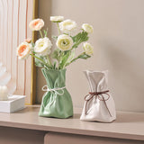 Darrahopens Home & Garden > Decor > Vases & Table Decor Coffee And White Chic Money Bag Inspired Vase - Modern Resin Decorative Flower Holder & Tabletop Accent(Use the mobile phone as a reference for size)