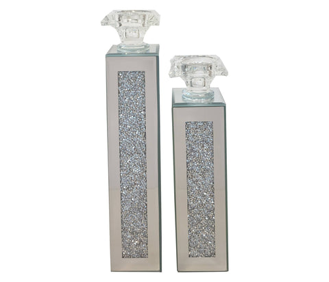 Darrahopens Home & Garden > Decor > Vases & Table Decor Crystal Crushed Candle Holder - Set of 2