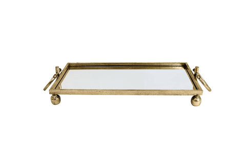 Darrahopens Home & Garden > Decor > Vases & Table Decor Eliza Mirror Tray with Handles - Medium - Gold