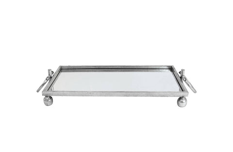 Darrahopens Home & Garden > Decor > Vases & Table Decor Eliza Mirror Tray with Handles - Medium - Silver