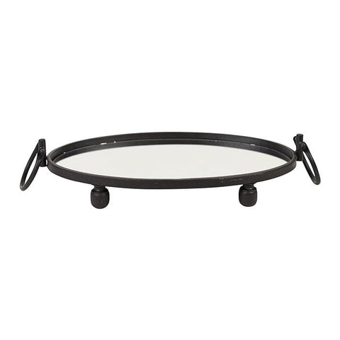 Darrahopens Home & Garden > Decor > Vases & Table Decor Eliza Mirror Tray with Handles - Oval - Black