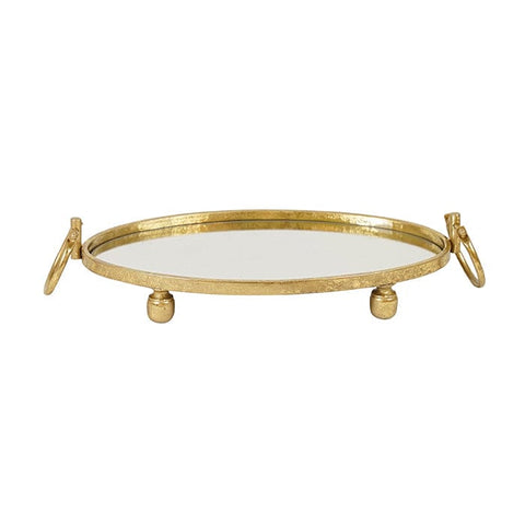 Darrahopens Home & Garden > Decor > Vases & Table Decor Eliza Mirror Tray with Handles - Oval - Gold
