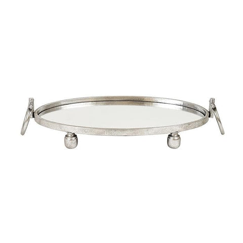 Darrahopens Home & Garden > Decor > Vases & Table Decor Eliza Mirror Tray with Handles - Oval - Silver