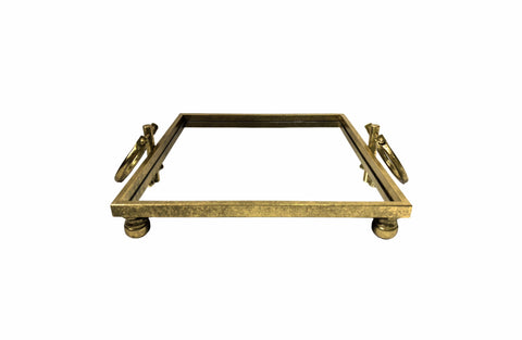 Darrahopens Home & Garden > Decor > Vases & Table Decor Eliza Mirror Tray with Handles - Square - Gold