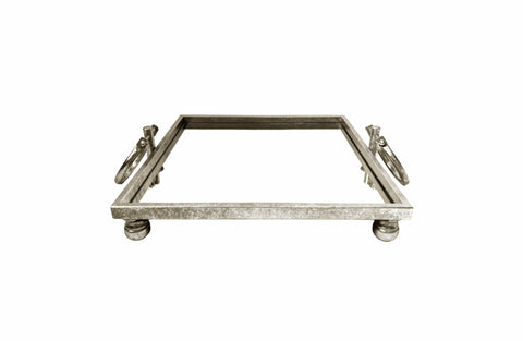 Darrahopens Home & Garden > Decor > Vases & Table Decor Eliza Mirror Tray with Handles - Square - Silver